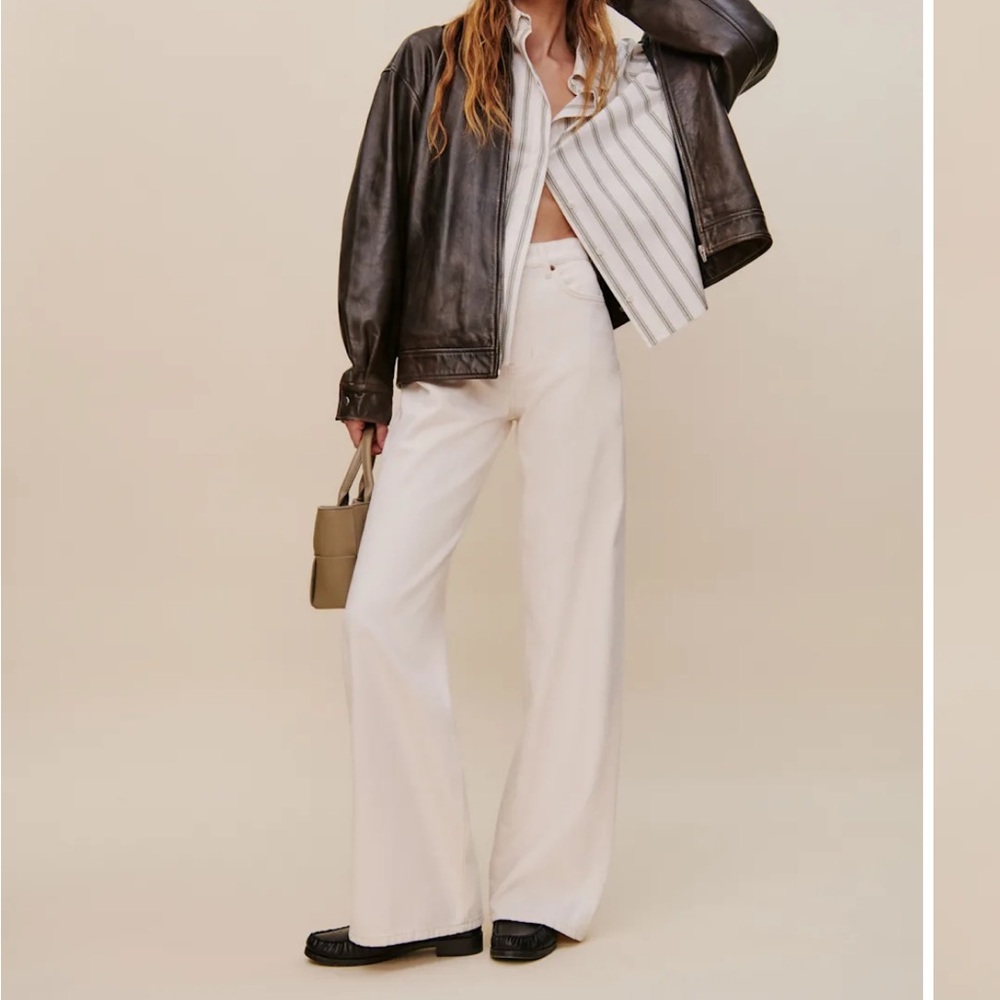 NWT Reformation Cary High Rise Slouchy Wide Leg Jeans Ivory - Size 29